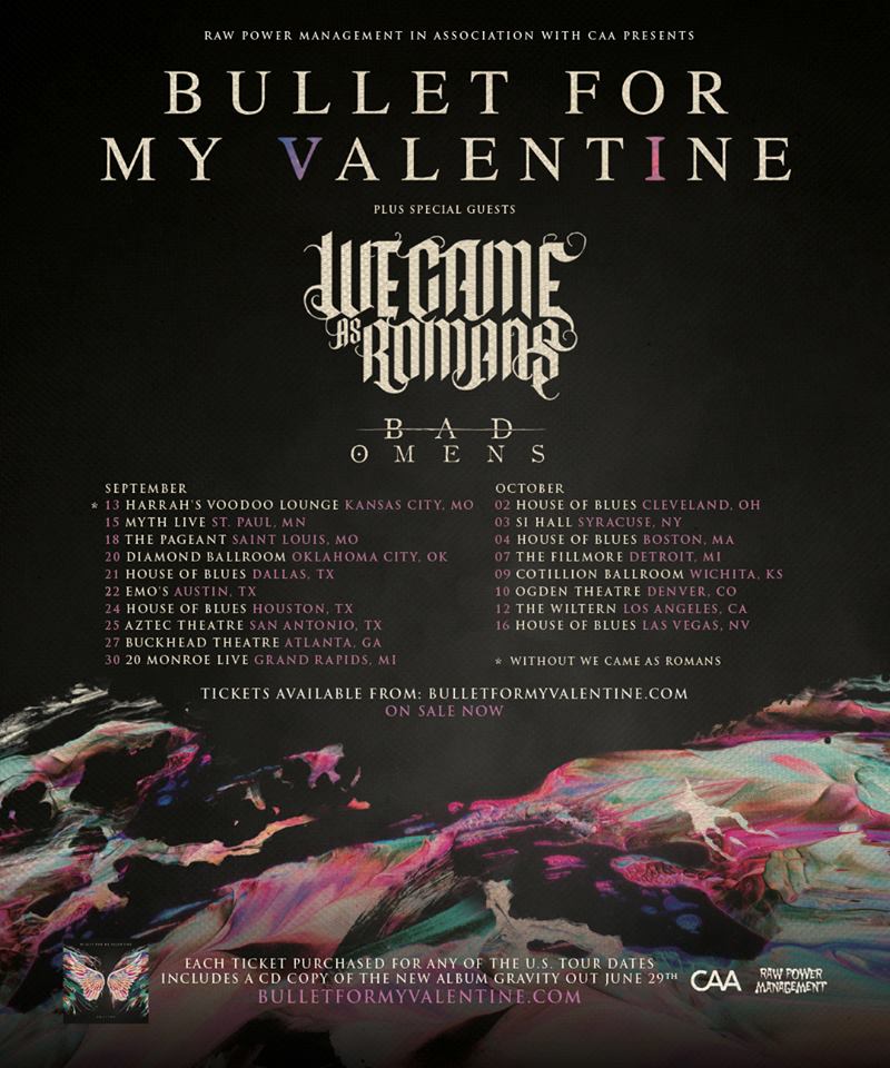 Bullet For My Valentine Announce Support US Gravity Tour Leg